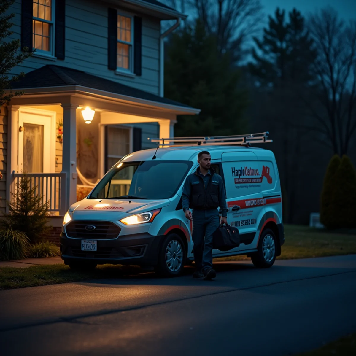 HVAC technician arriving at a Somerset, Kentucky home late at night for an emergency call