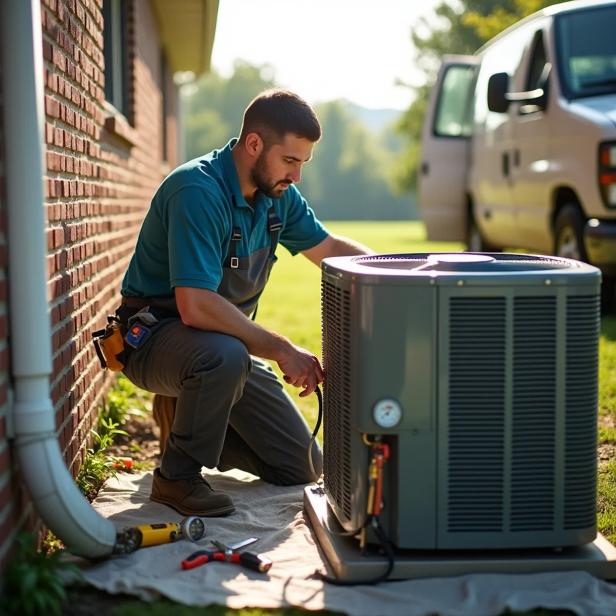 HVAC Somerset KY technician performing ac repair at a Somerset, KY home