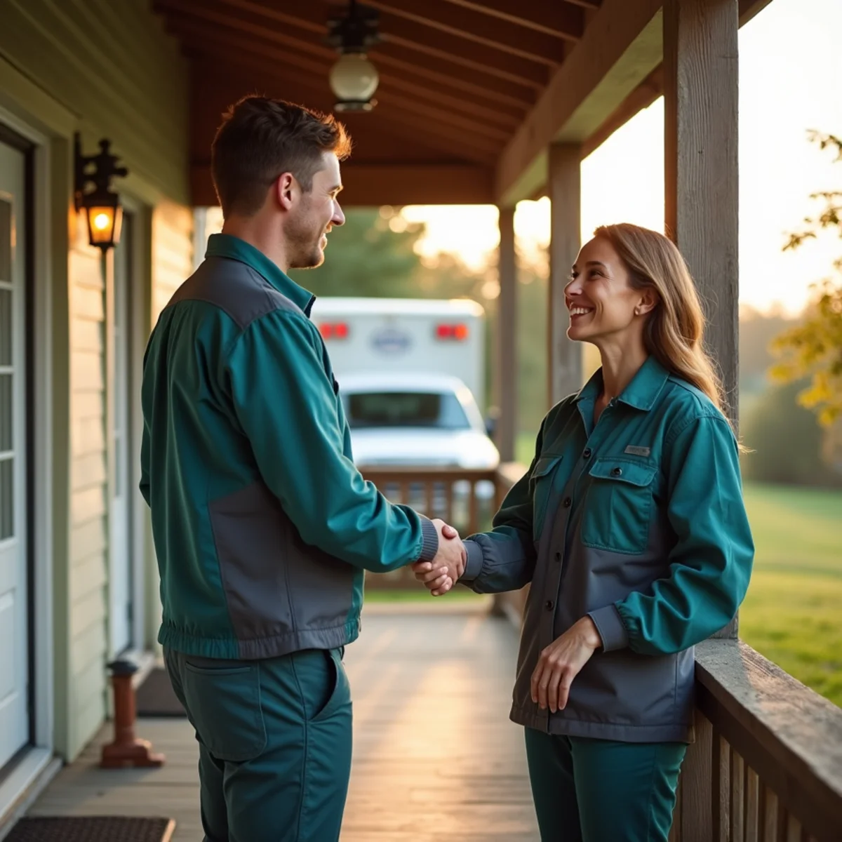 HVAC Somerset KY HVAC service van and technician at a Acorn, KY home