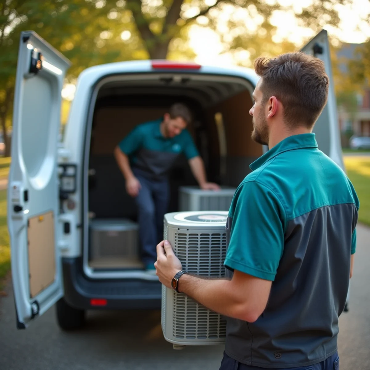 HVAC Somerset KY HVAC service van and technician at a Albany, KY home