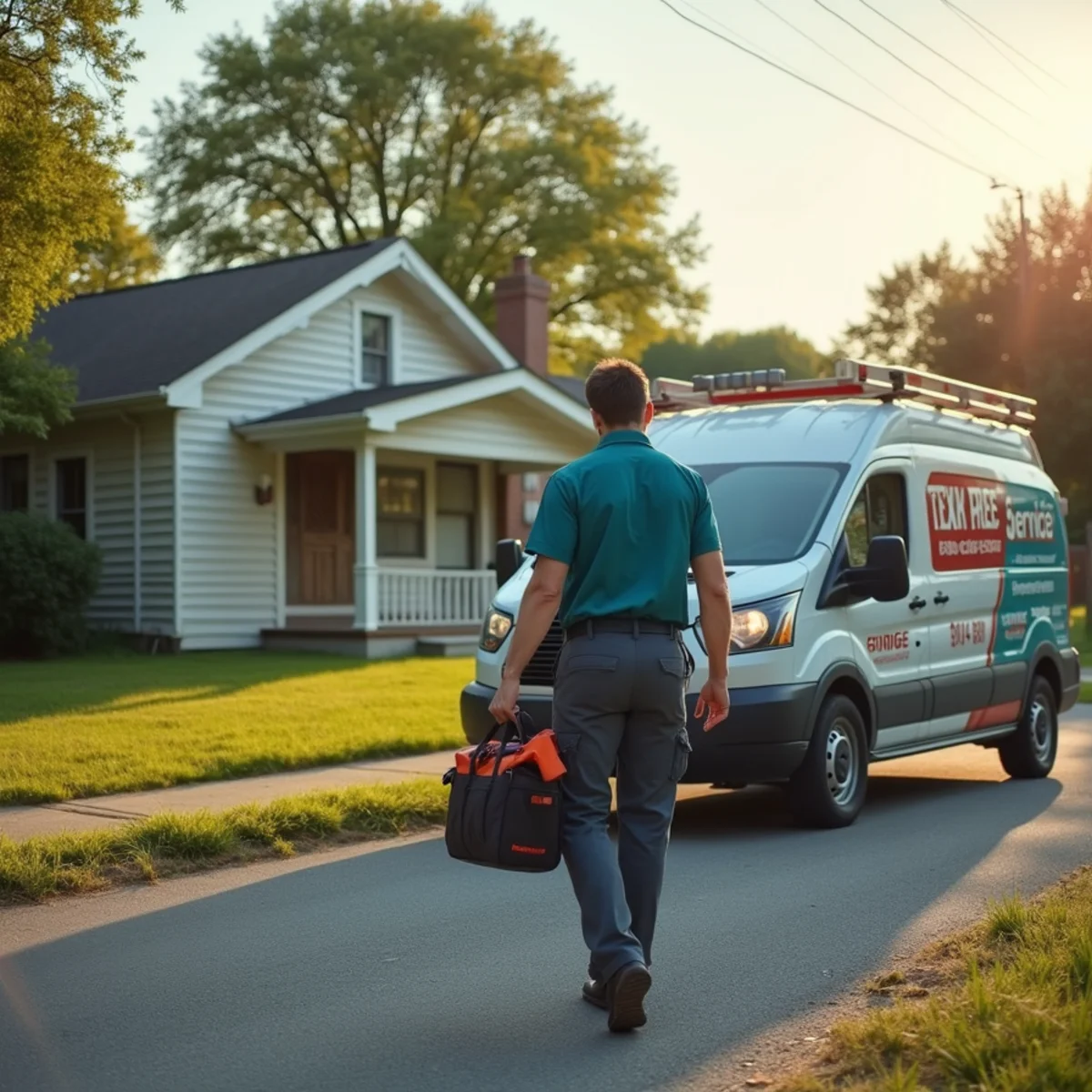 HVAC Somerset KY HVAC service van and technician at a Burnside, KY home
