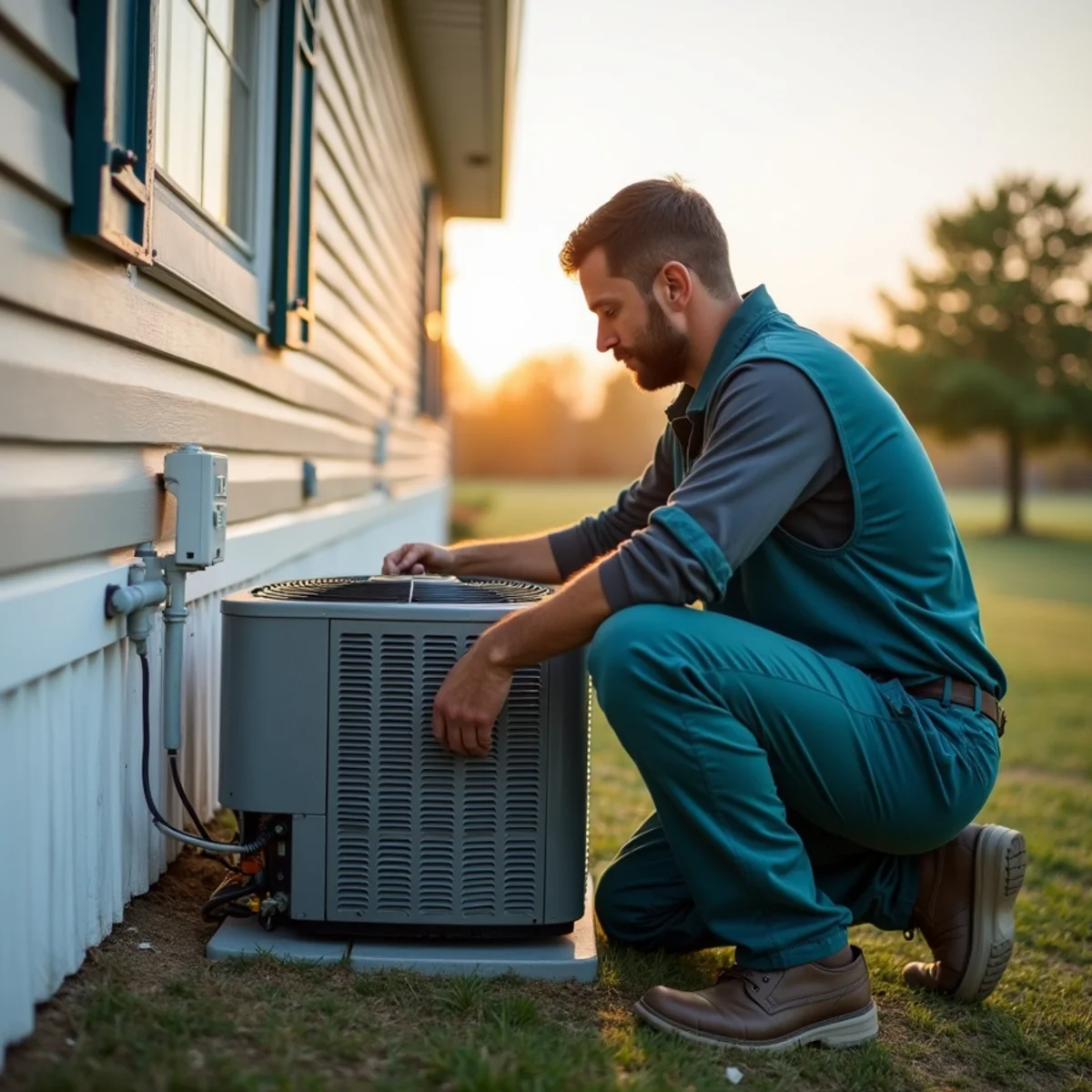 HVAC Somerset KY HVAC service van and technician at a Cains Store, KY home