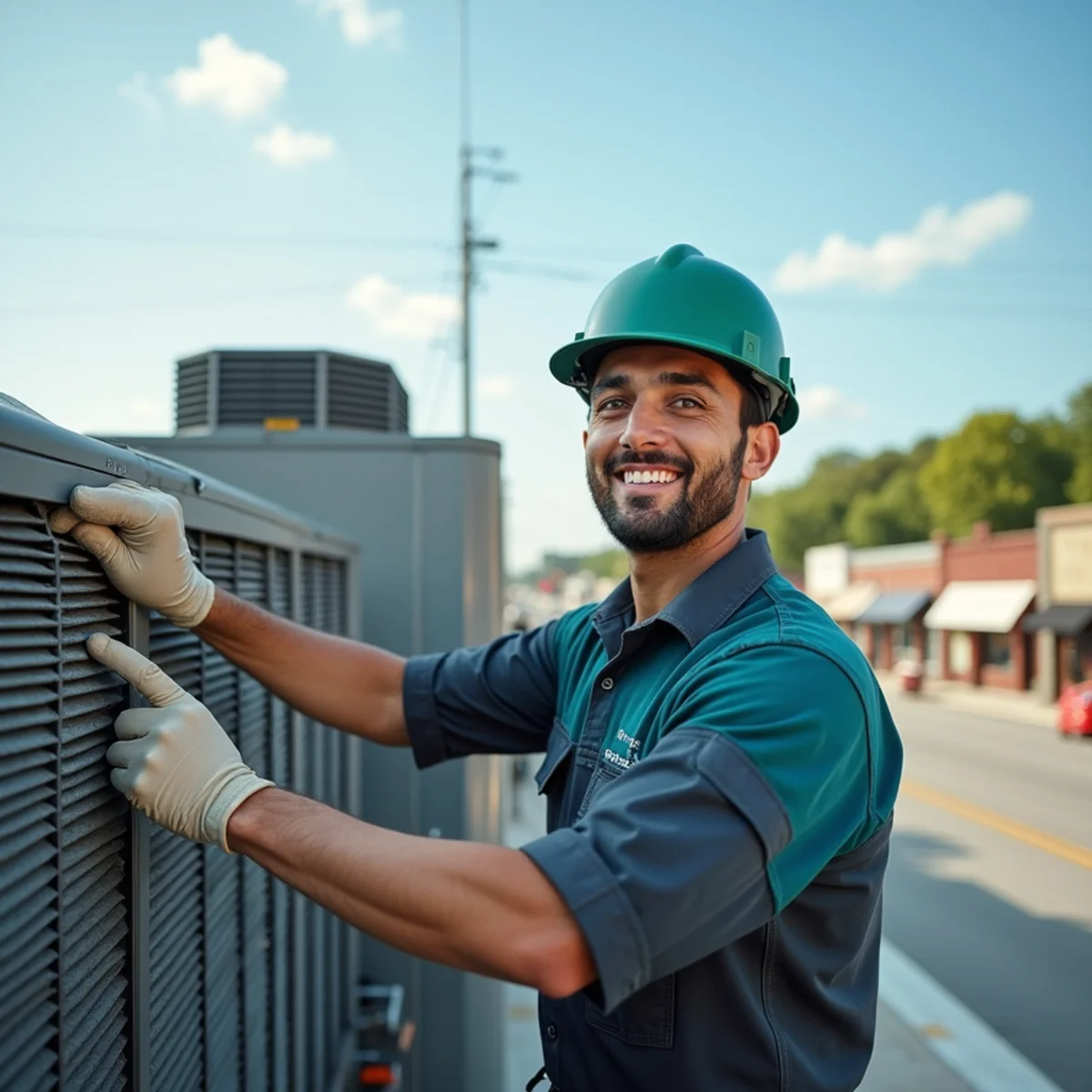 Rooftop HVAC units on a retail building along the US-27 corridor in Somerset, Kentucky