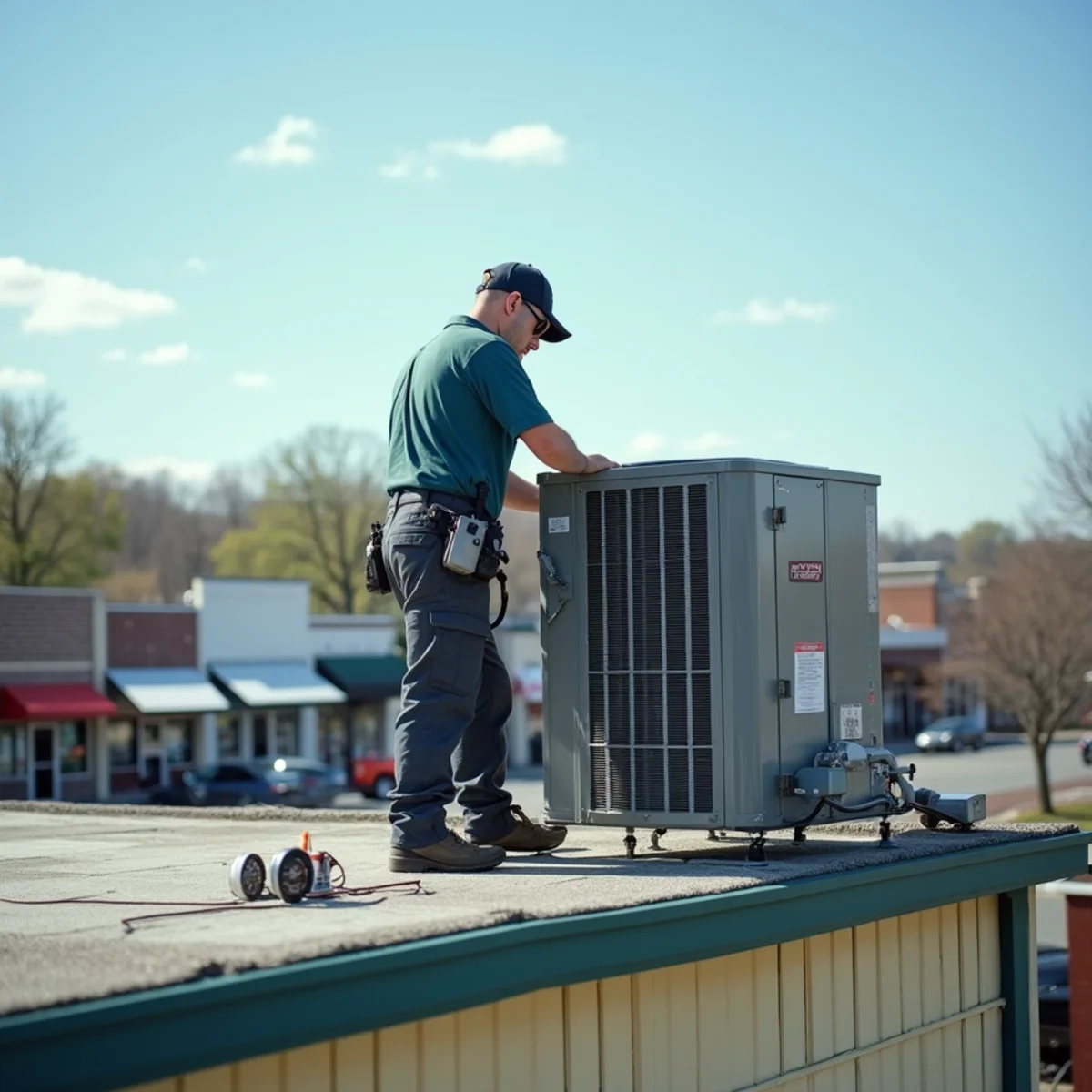 Rooftop HVAC units on a commercial building in Somerset, KY