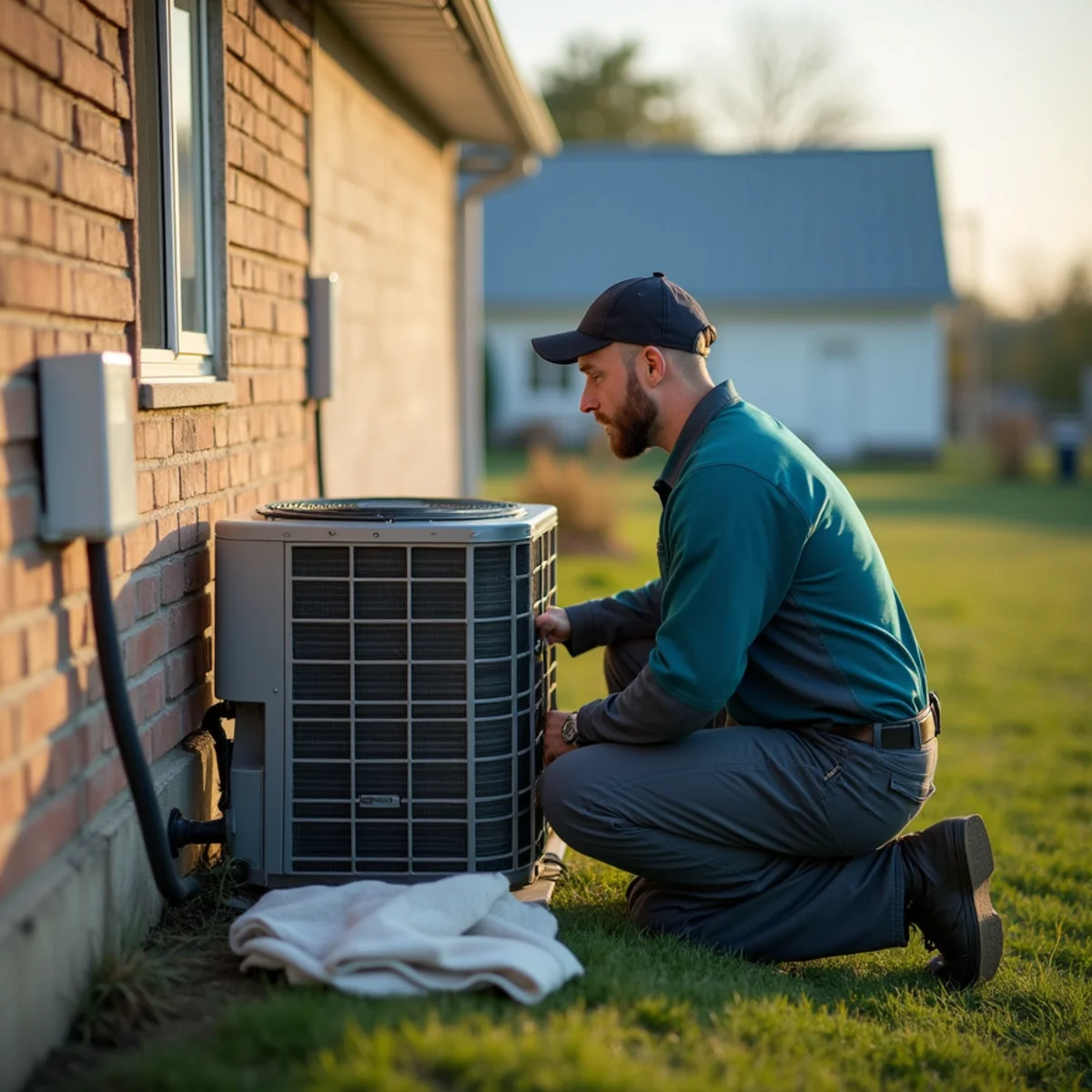 HVAC Somerset KY HVAC service van and technician at a Coopersville, KY home