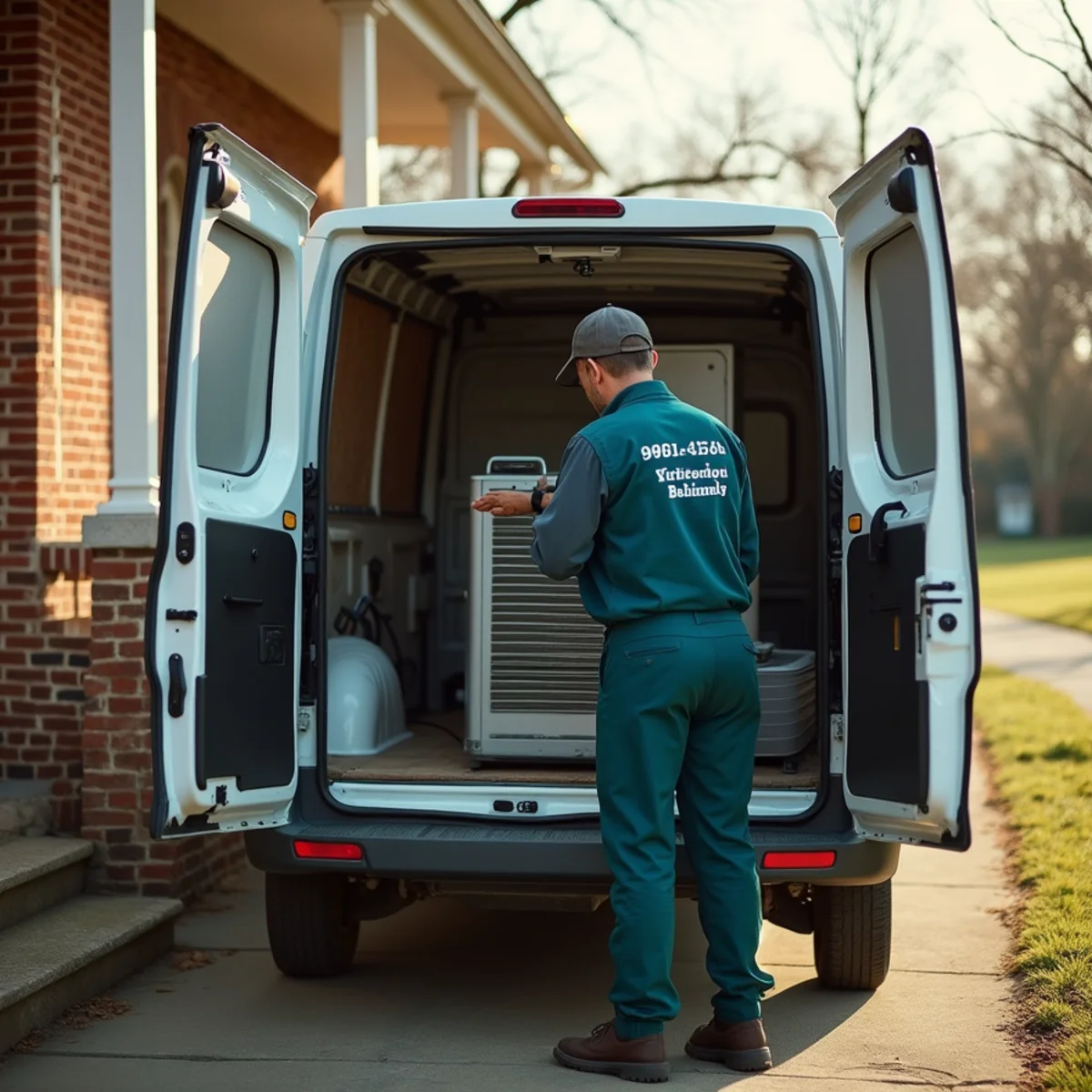 HVAC Somerset KY HVAC service van and technician at a Crab Orchard, KY home