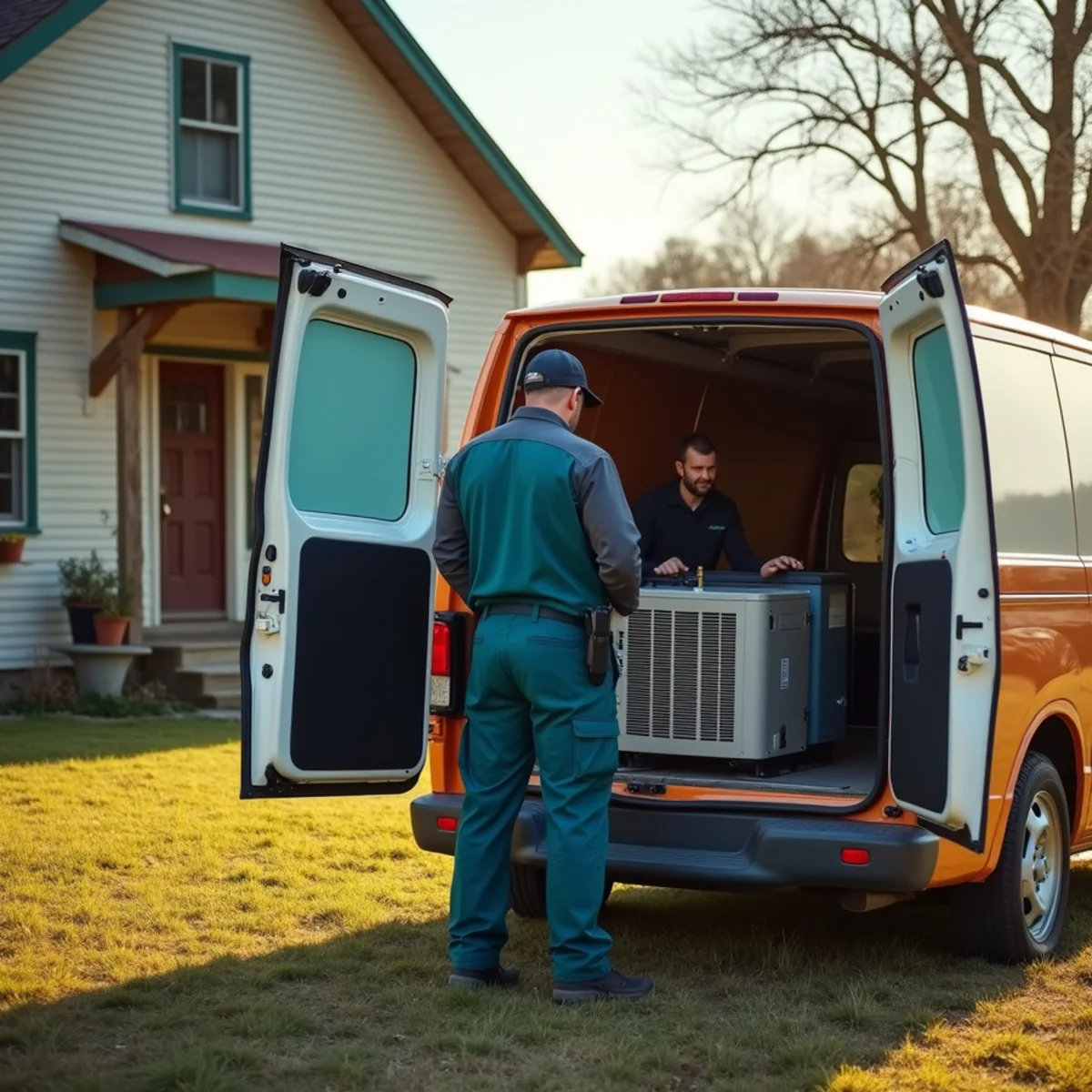 HVAC Somerset KY HVAC service van and technician at a Faubush, KY home