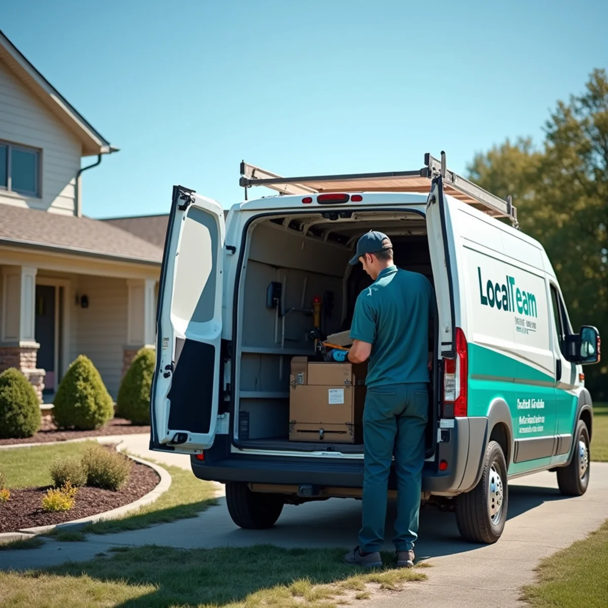 HVAC Somerset KY technician and service van at a Somerset, Kentucky home