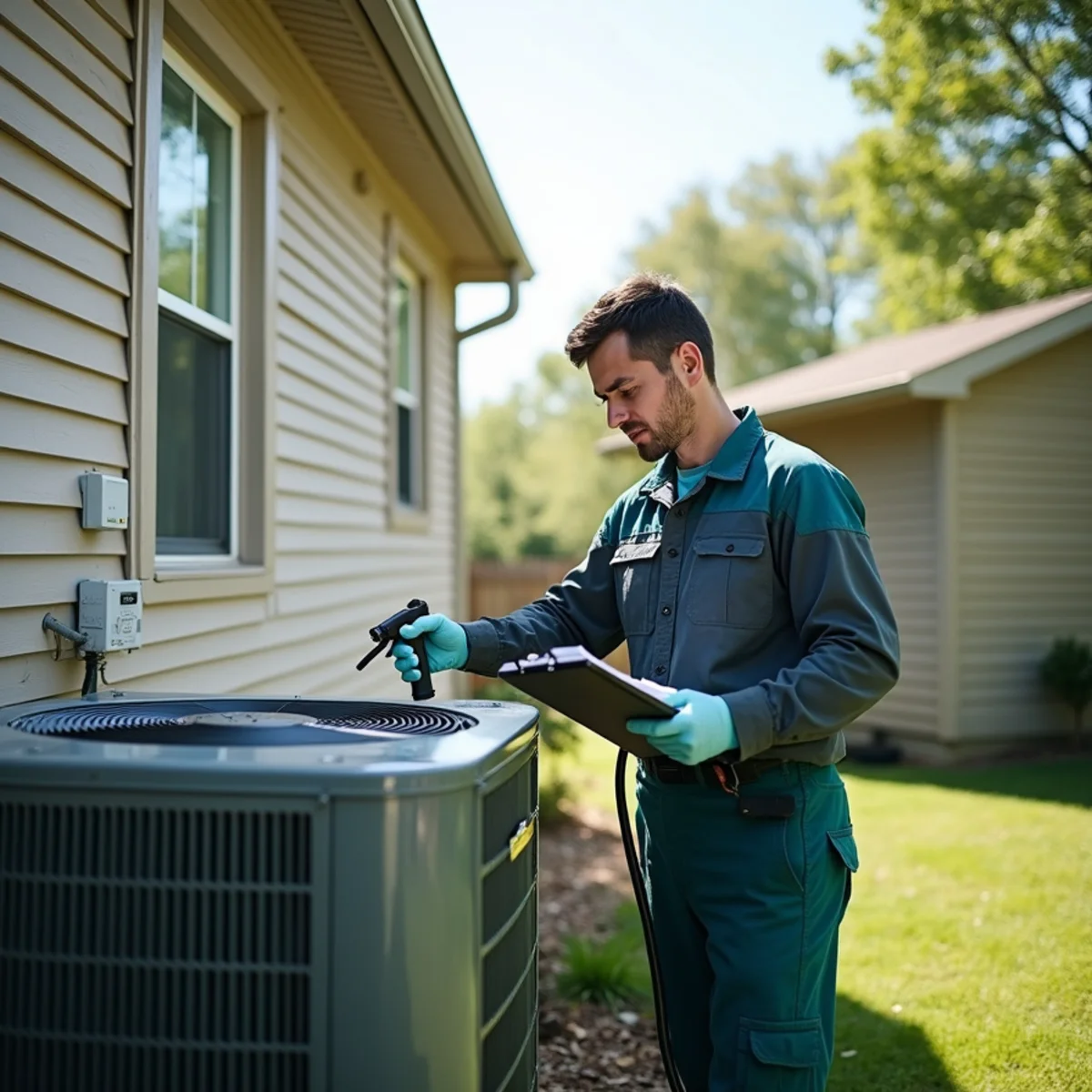 HVAC technician performing a seasonal tune-up on a Somerset, KY home system