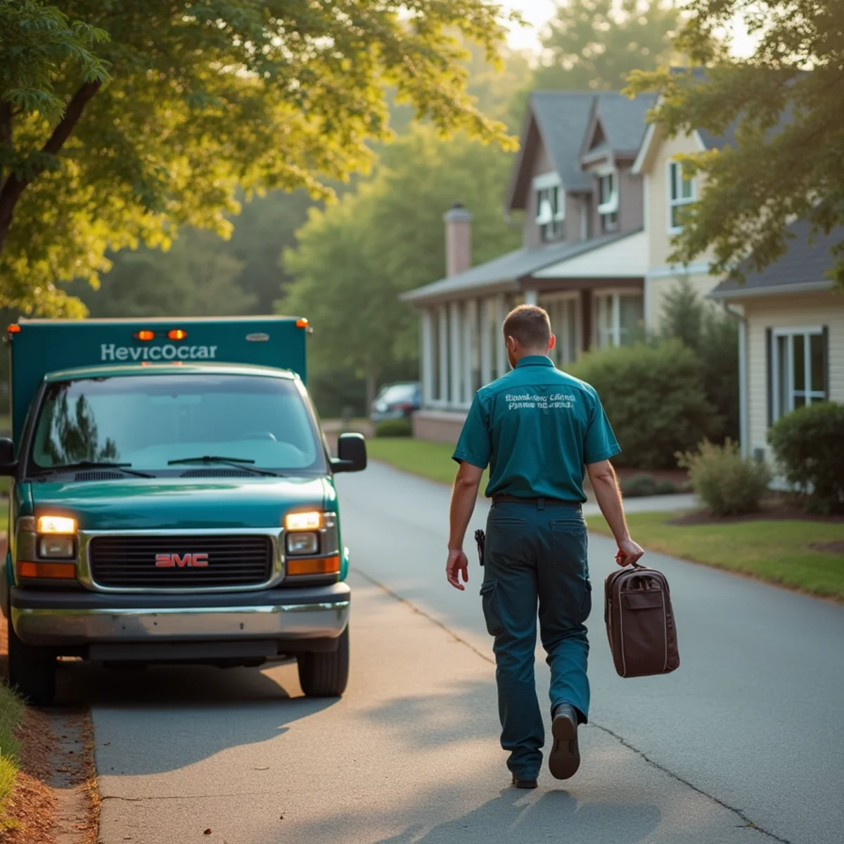 HVAC Somerset KY HVAC service van and technician at a Liberty, KY home