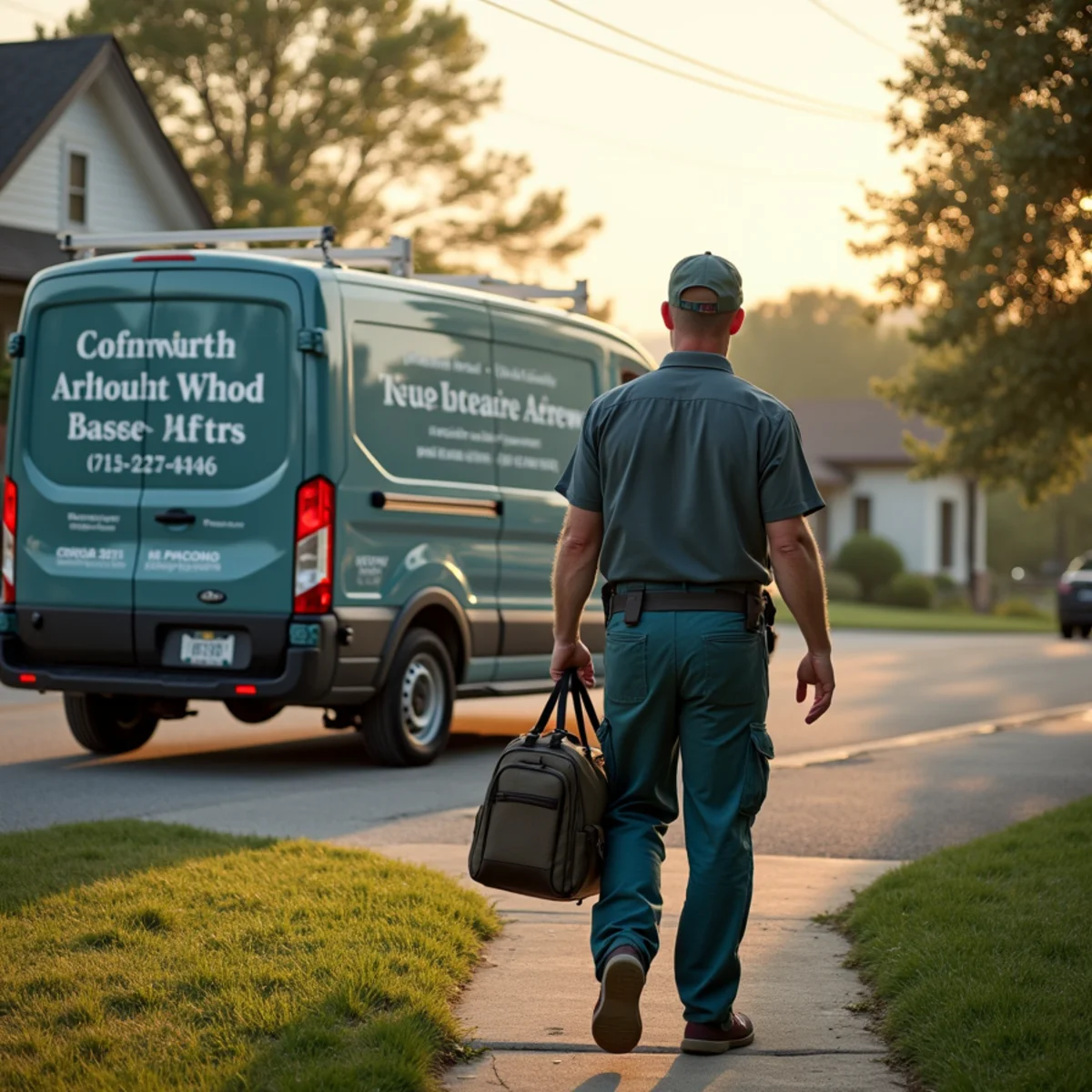 HVAC Somerset KY HVAC service van and technician at a Mount Pisgah, KY home