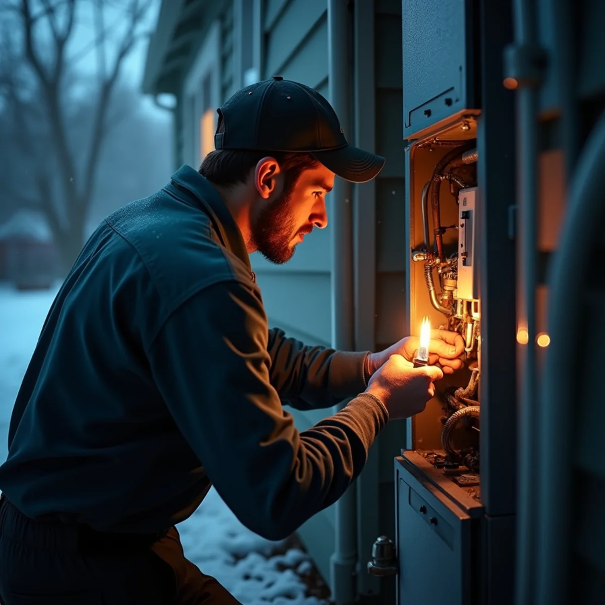 HVAC Somerset KY technician performing no-heat emergency at a Somerset, KY home