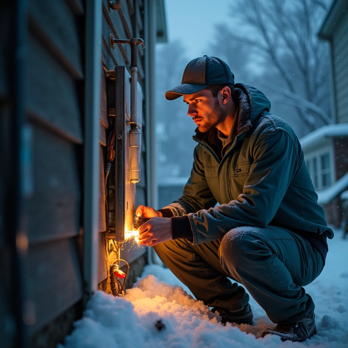 Technician restoring heat during a winter no-heat emergency in Somerset, KY