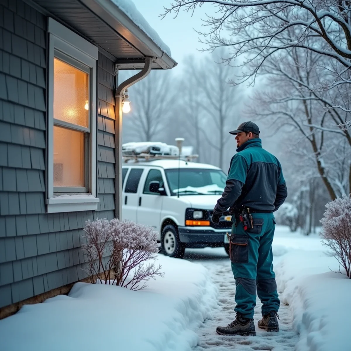 Ice-covered heat pump outside a Somerset, Kentucky home during a winter storm