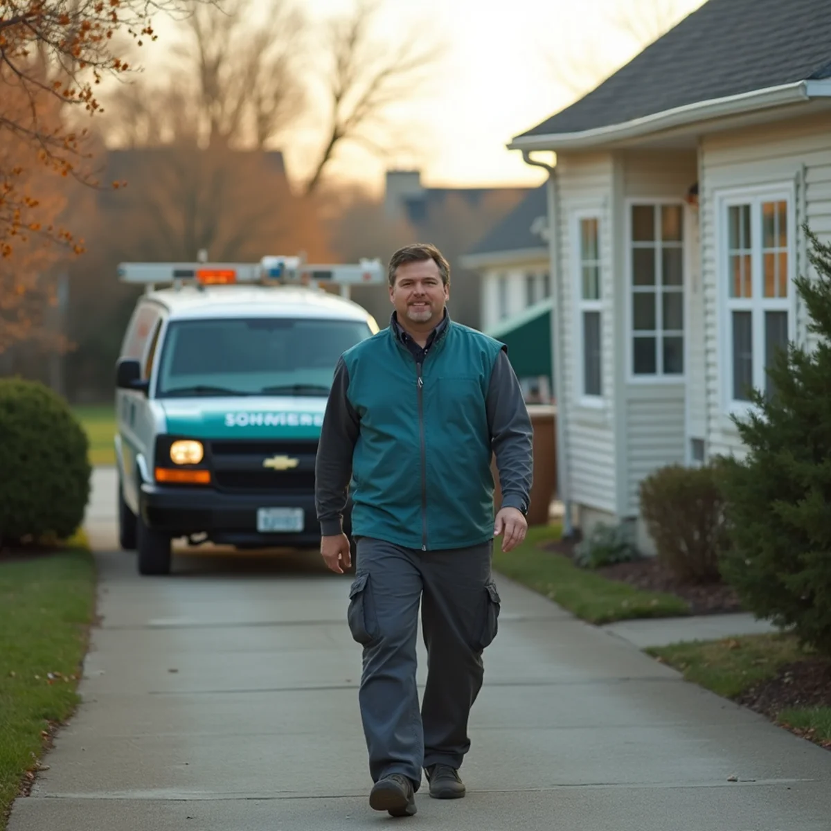 HVAC Somerset KY HVAC service van and technician at a Oak Hill, KY home