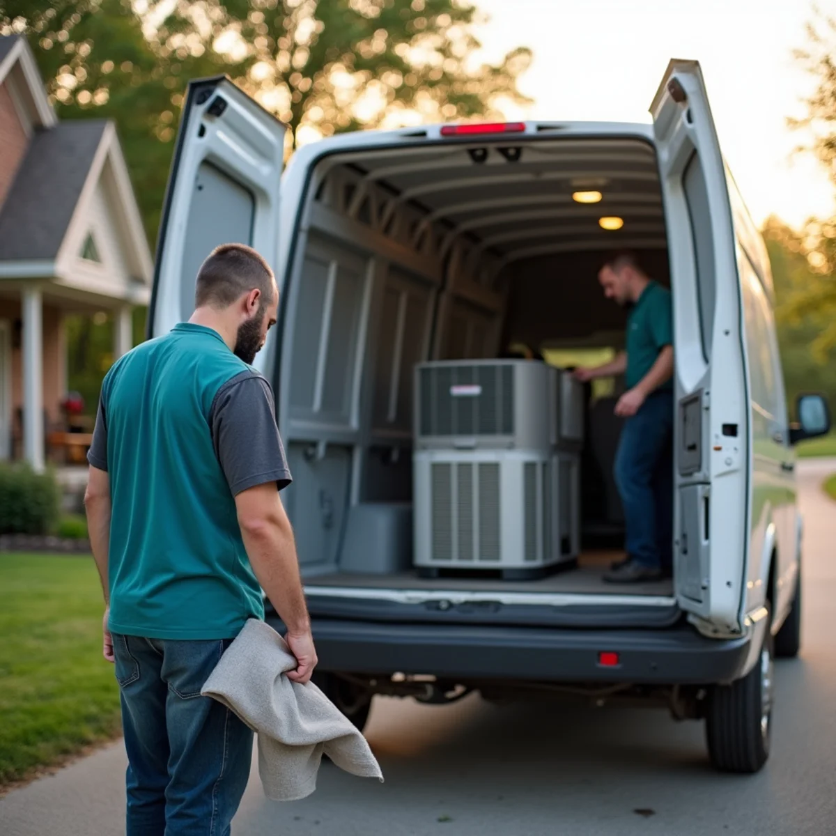 HVAC Somerset KY HVAC service van and technician at a Oak Ridge Estates, KY home