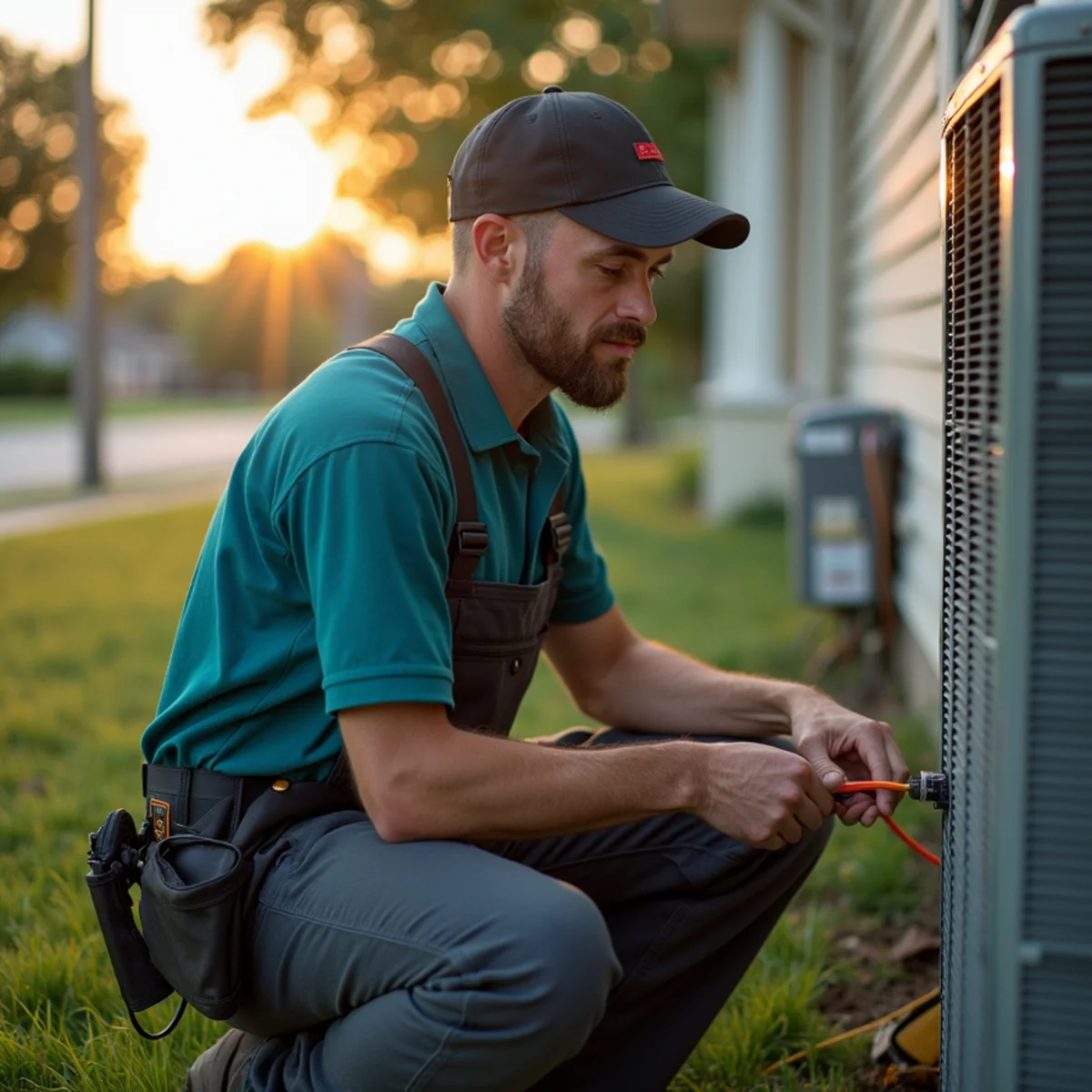 HVAC Somerset KY HVAC service van and technician at a Oak Valley Estates, KY home