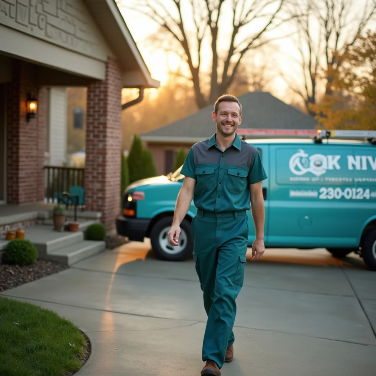 HVAC Somerset KY HVAC service van and technician at a Oaklawn, KY home