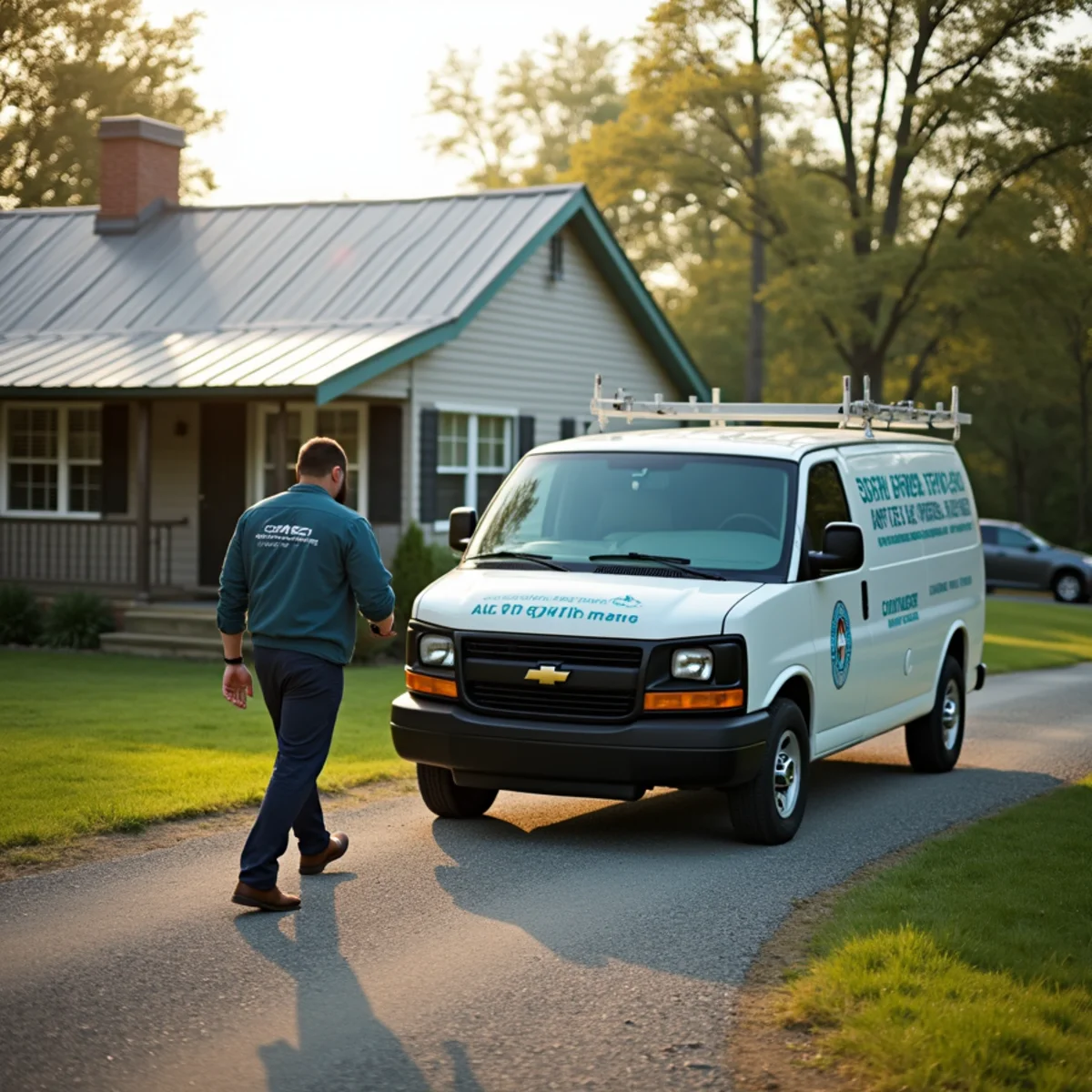 HVAC Somerset KY HVAC service van and technician at a Poplarville, KY home