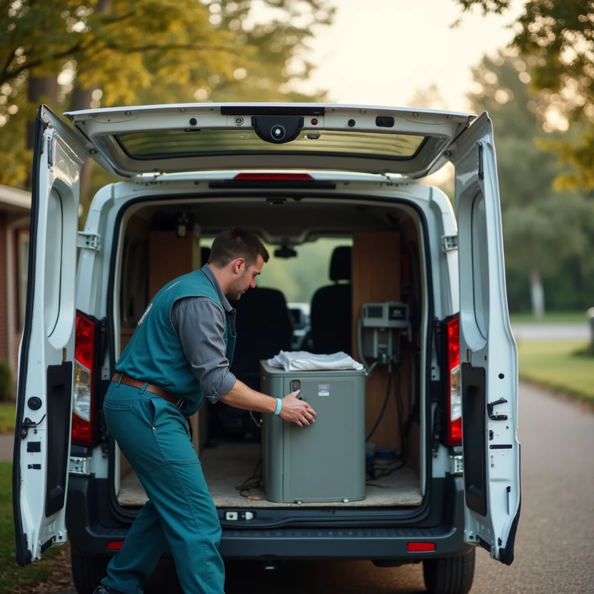 HVAC Somerset KY HVAC service van and technician at a Pulaski County, KY home