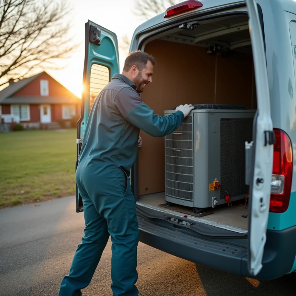 HVAC Somerset KY HVAC service van and technician at a Pulaski, KY home