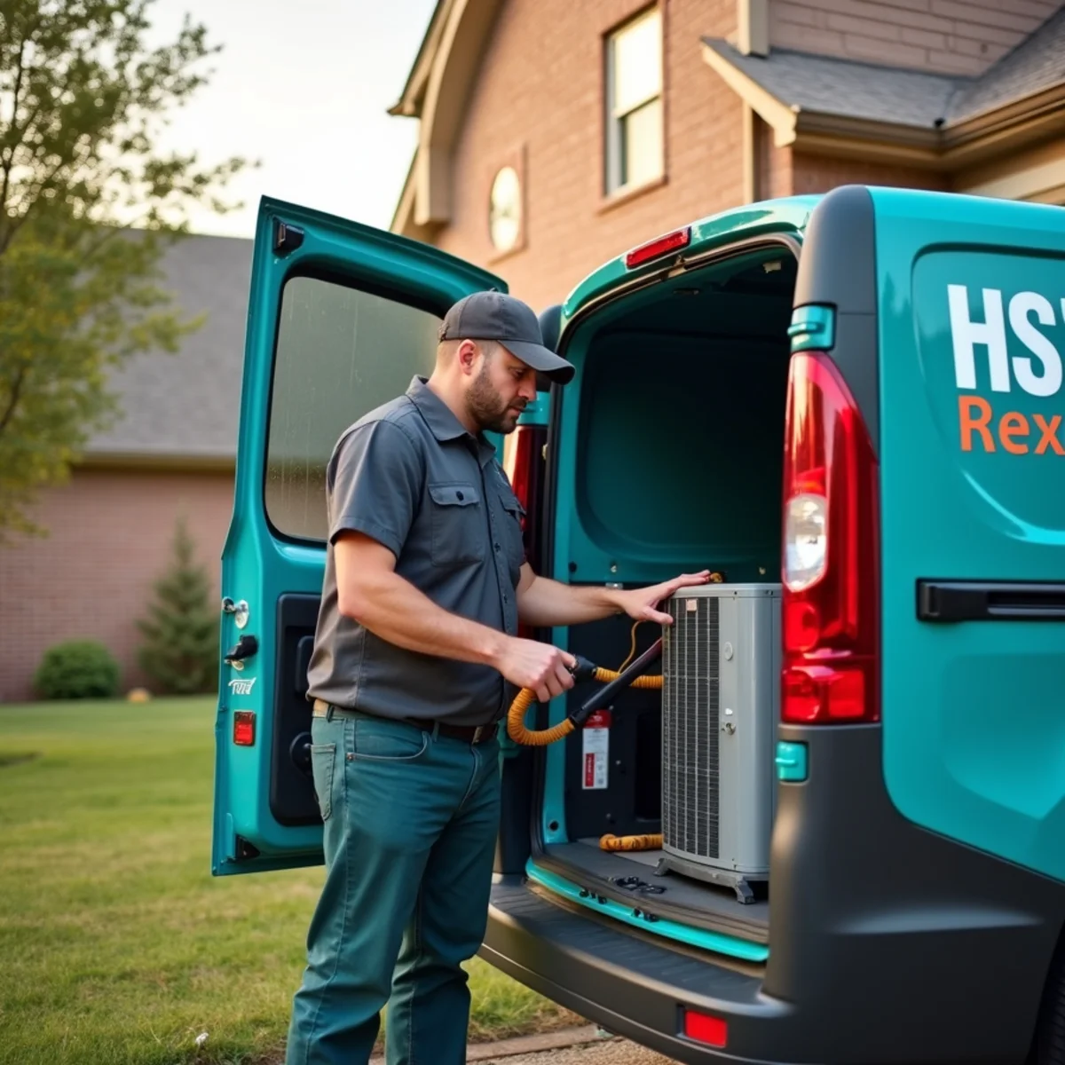 HVAC Somerset KY HVAC service van and technician at a Pumphouse Estates, KY home