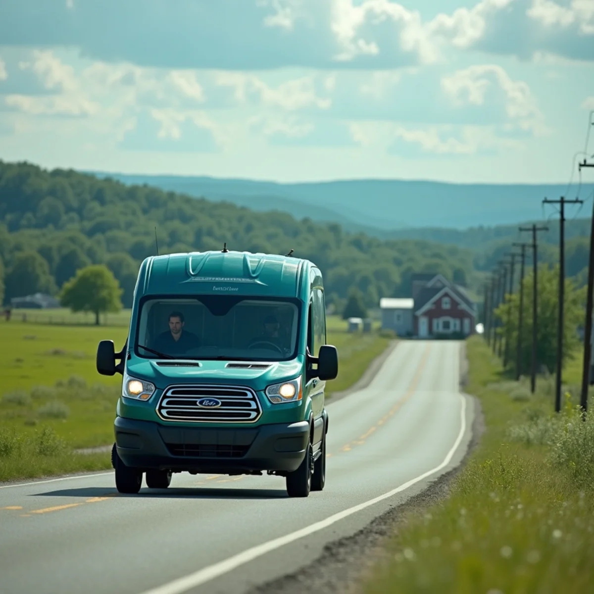 HVAC service van on a rural Pulaski County road near Lake Cumberland, Kentucky