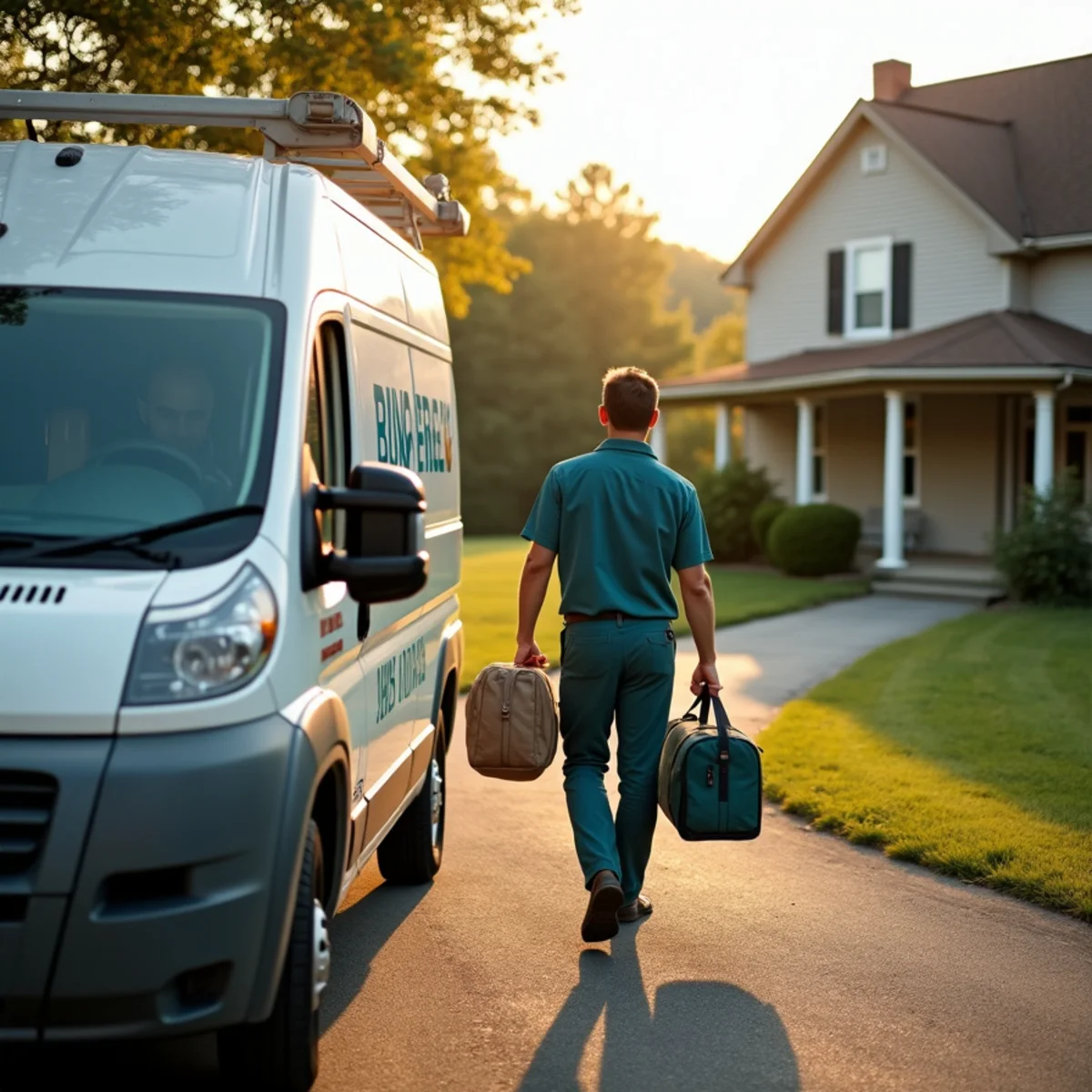 HVAC Somerset KY HVAC service van and technician at a Woodstock, KY home
